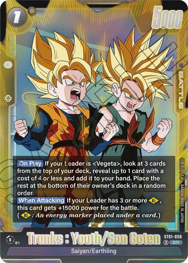 Trunks : Youth/Son Goten ST01-058 card from Story Booster 01