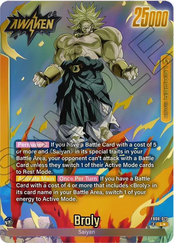 Broly (Alternate Art) FB08-073 card from Story Booster 01