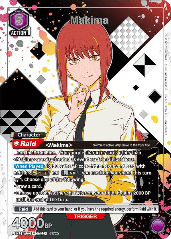 Makima (SR*) (Box Topper Silver Foil) UE22BT/CSM-1-024 card from UE22BT: CHAINSAW MAN