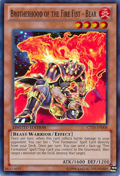 Brotherhood of the Fire Fist - Bear CT10-EN008 card from 2013 Collectors Tins