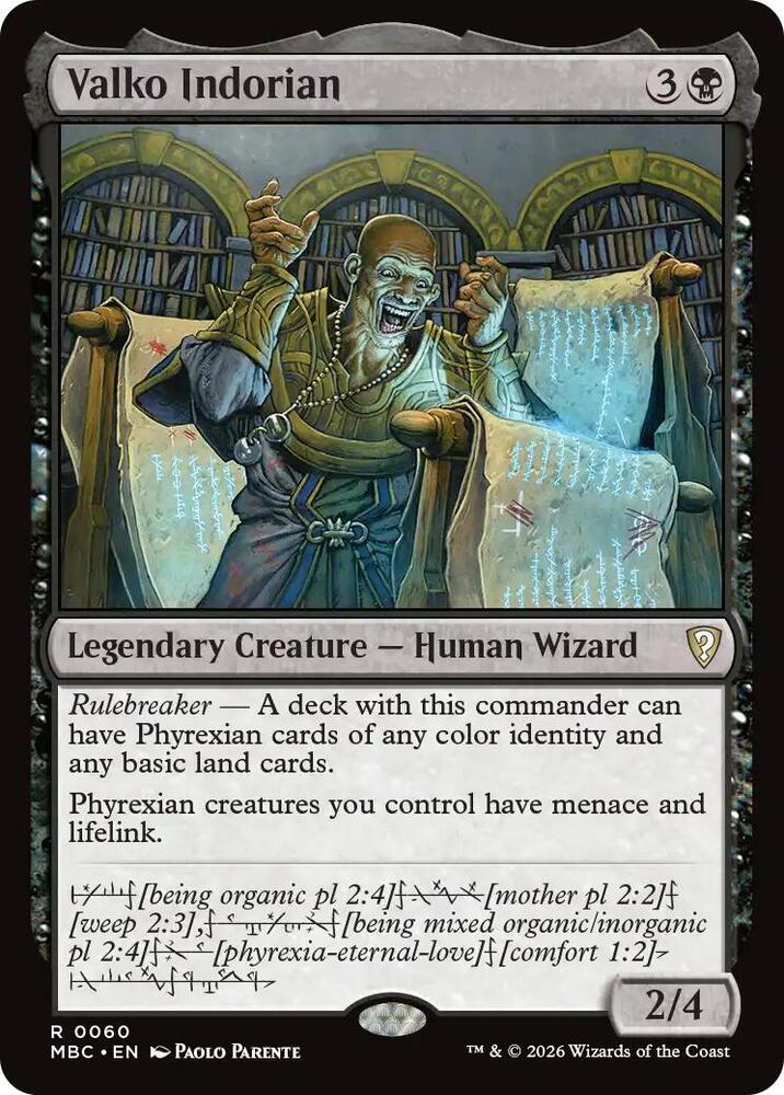 Valko Indorian 60 card from Mystery Booster Commander Edition