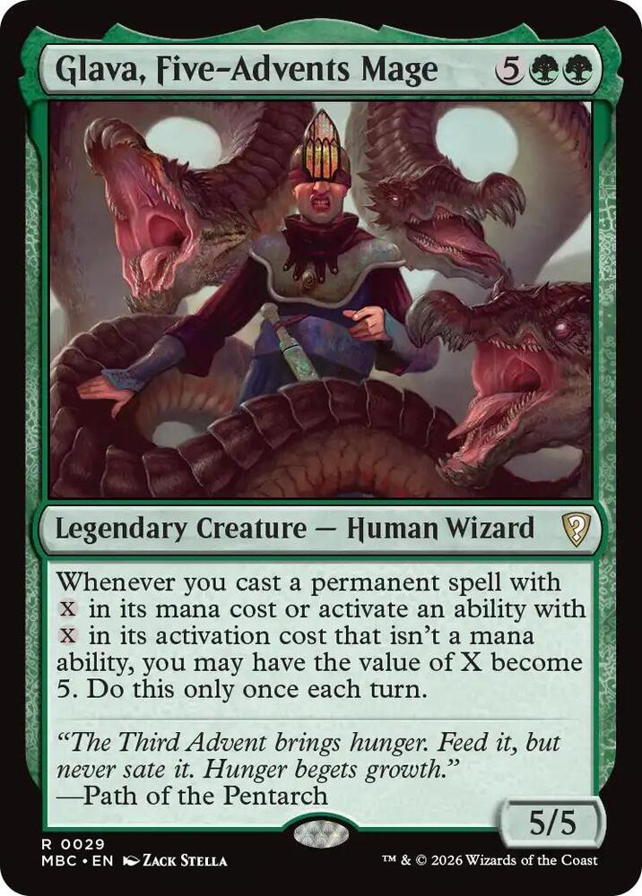 Glava, Five-Advents Mage 29 card from Mystery Booster Commander Edition