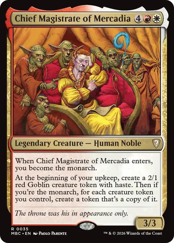 Chief Magistrate of Mercadia 35 card from Mystery Booster Commander Edition