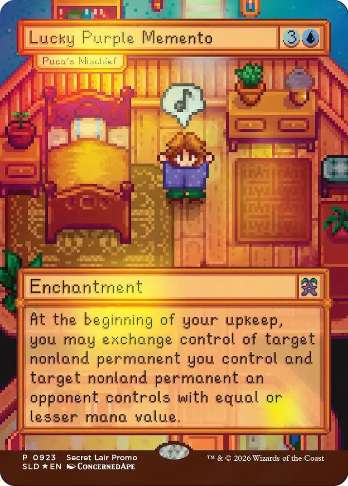 Lucky Purple Memento - Puca's Mischief 923 card from Secret Lair Drop Series