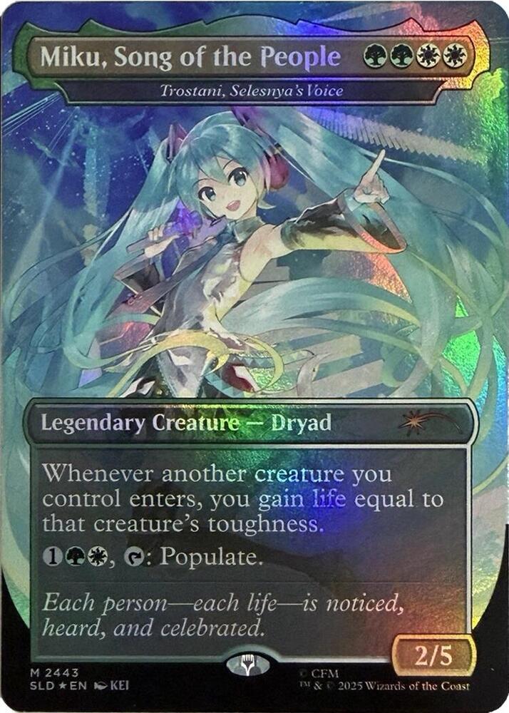 Miku, Song of the People - Trostani, Selesnya's Voice (Display Commander) - Thick Stock 2443 card from Secret Lair Drop Series