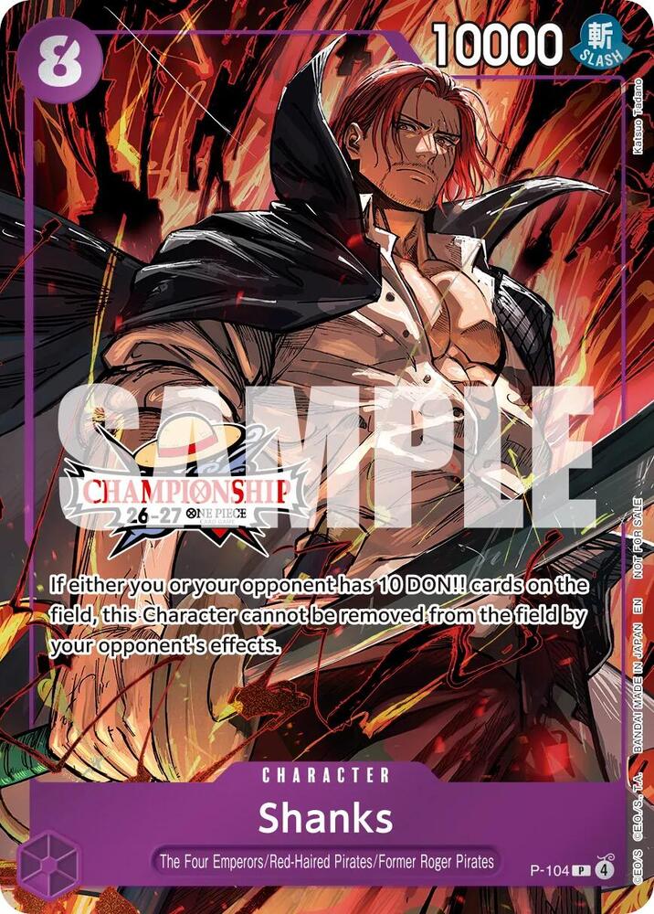 Shanks (CS 26-27 Celebration Pack) P-104 card from One Piece Promotion Cards