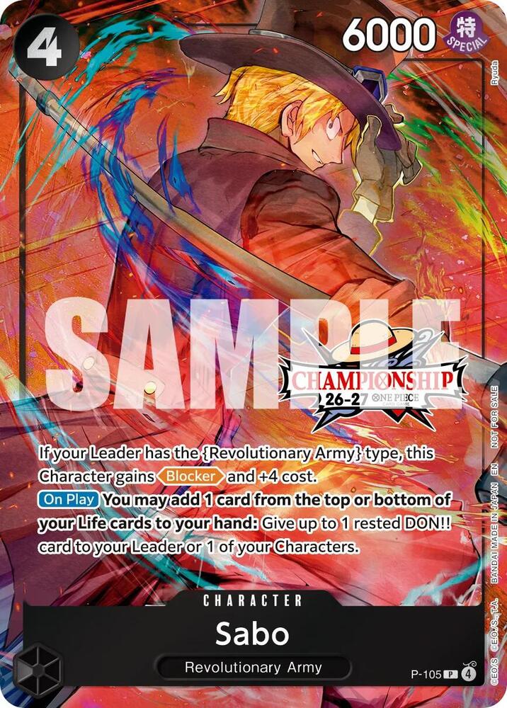 Sabo (CS 26-27 Celebration Pack) P-105 card from One Piece Promotion Cards