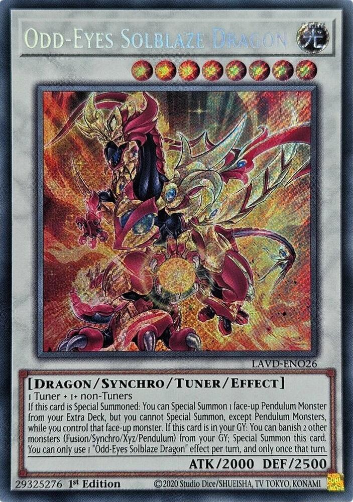 Odd-Eyes Solblaze Dragon (Secret Rare) LAVD-ENO26 card from Legendary Arc-V Decks