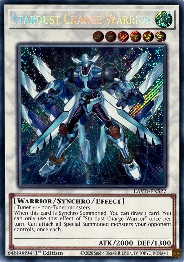 Stardust Charge Warrior (Secret Rare) LAVD-ENS27 card from Legendary Arc-V Decks
