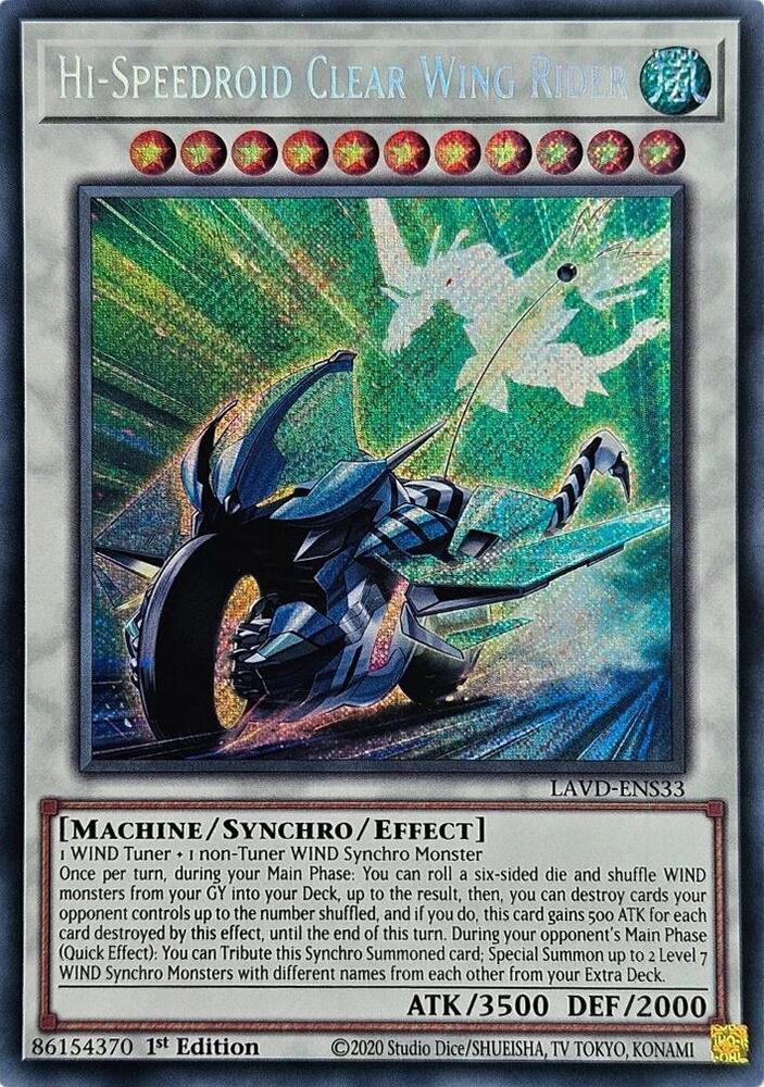 Hi-Speedroid Clear Wing Rider (Secret Rare) LAVD-ENS33 card from Legendary Arc-V Decks