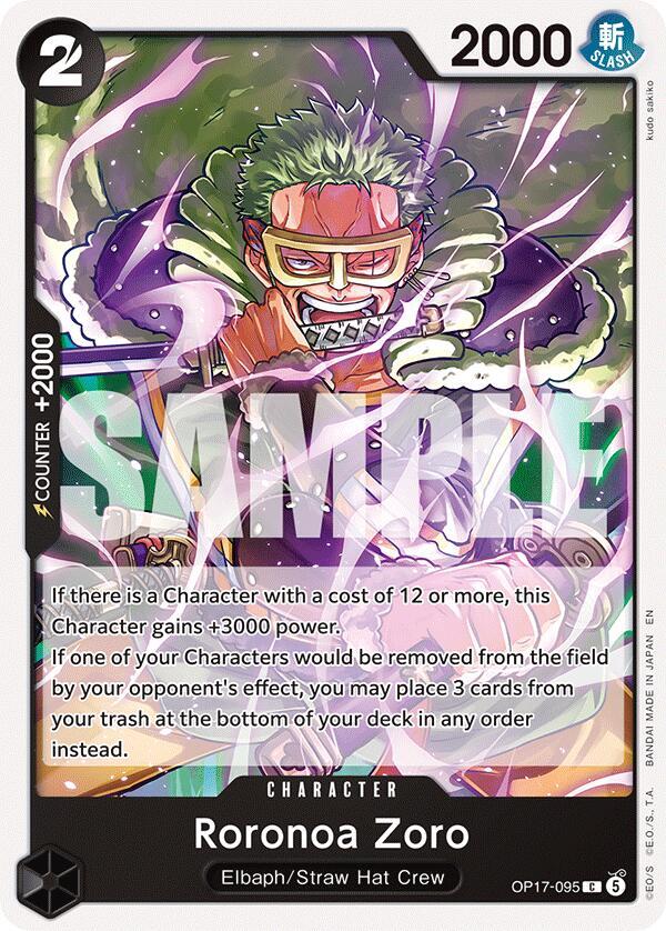 Roronoa Zoro OP17-095 card from The World's Strongest Warriors