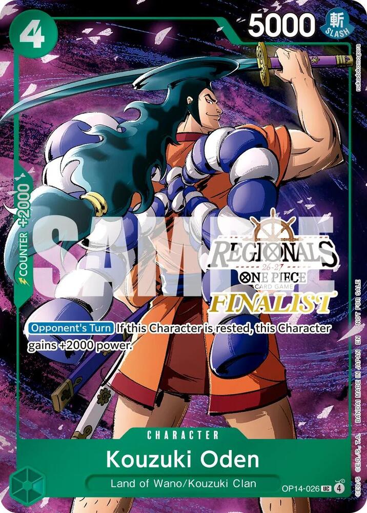 Kouzuki Oden (Regionals Finalist Card Set 26-27 Vol.2) OP14-026 card from One Piece Promotion Cards