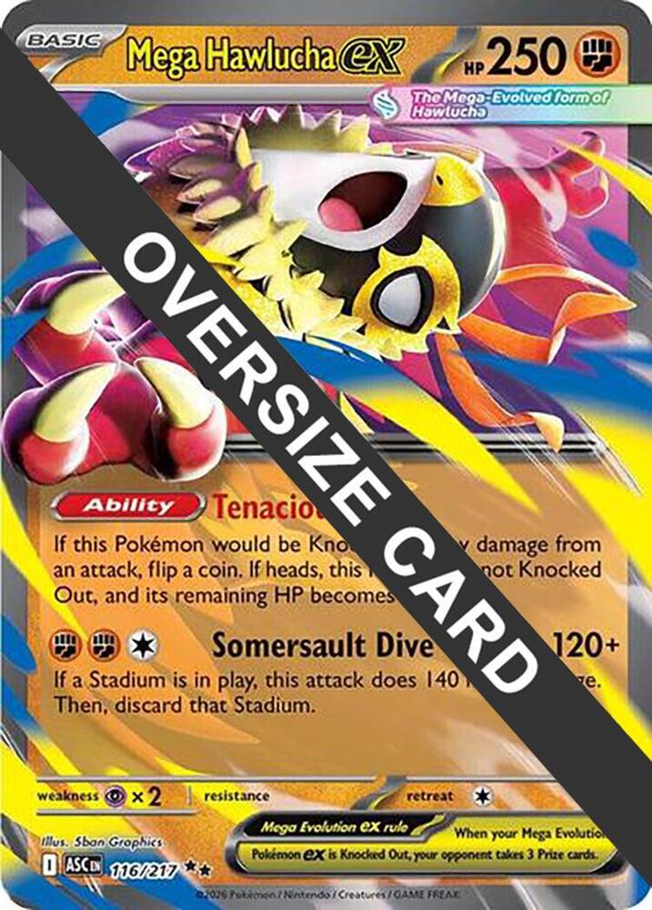Mega Hawlucha ex 116/217 card from Jumbo Cards