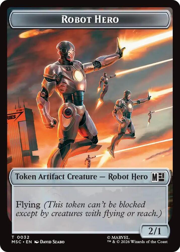 Robot Hero // Villain Double-Sided Token 32 // 9 card from Commander: Marvel Super Heroes