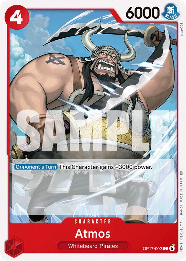 Atmos OP17-002 card from The World's Strongest Warriors