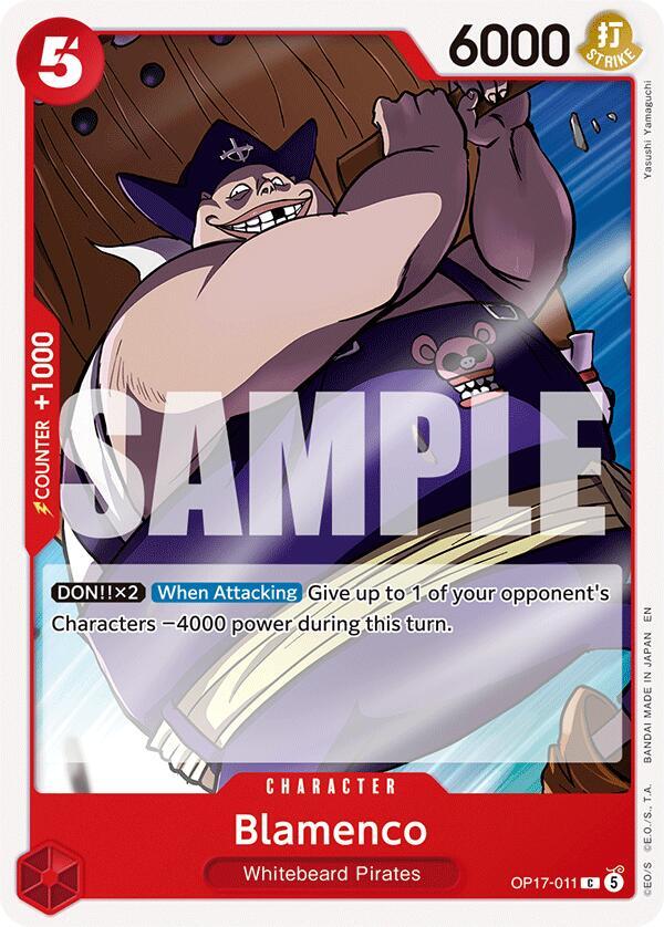 Blamenco OP17-011 card from The World's Strongest Warriors