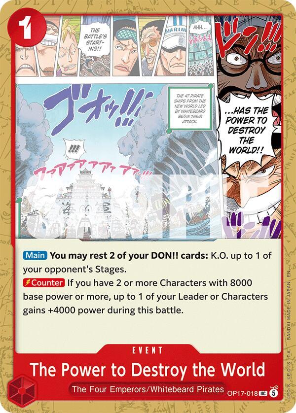 The Power to Destroy the World OP17-018 card from The World's Strongest Warriors