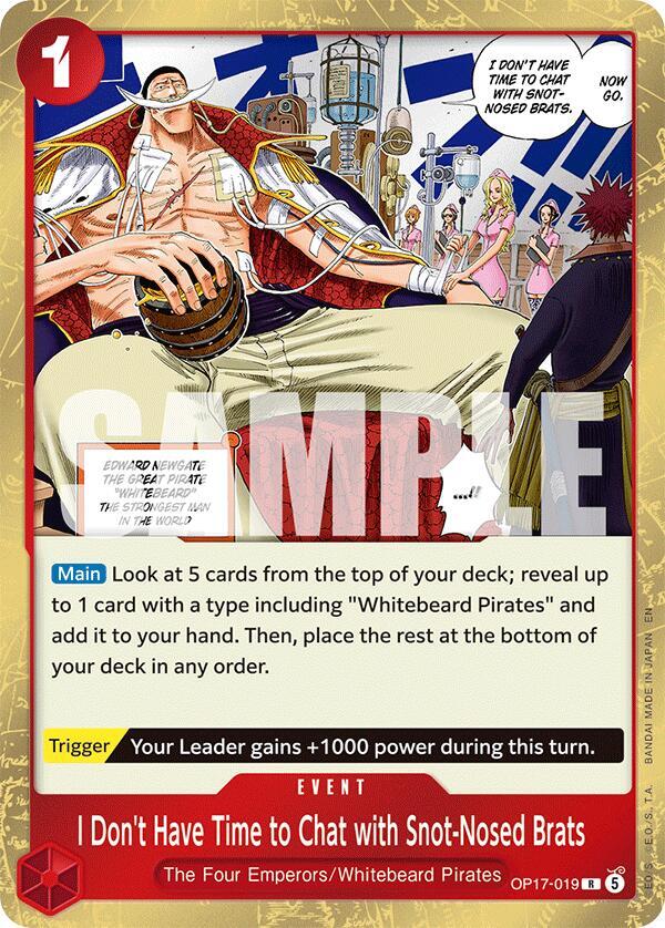 I Don't Have Time to Chat with Snot-Nosed Brats OP17-019 card from The World's Strongest Warriors