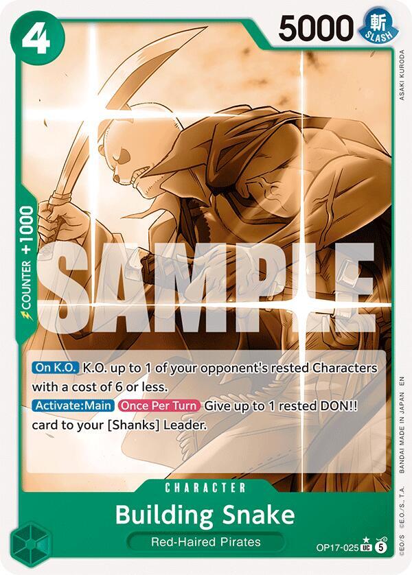 Building Snake (Pandaman Art) OP17-025 card from The World's Strongest Warriors