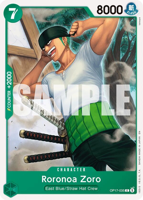 Roronoa Zoro OP17-035 card from The World's Strongest Warriors