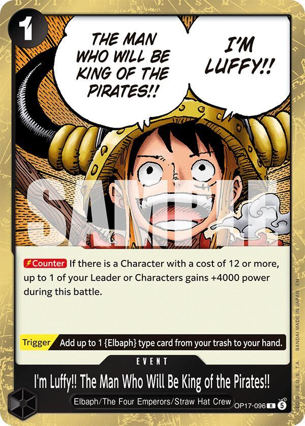 I'm Luffy!! The Man Who Will Be King of the Pirates!! OP17-096 card from The World's Strongest Warriors