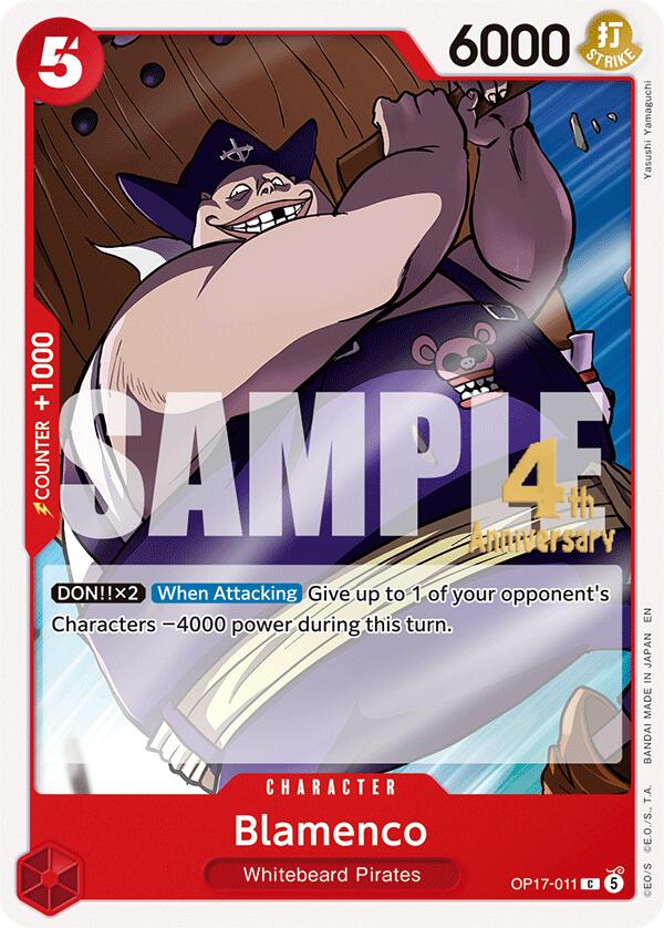 Blamenco OP17-011 card from The World's Strongest Warriors Release Event Cards