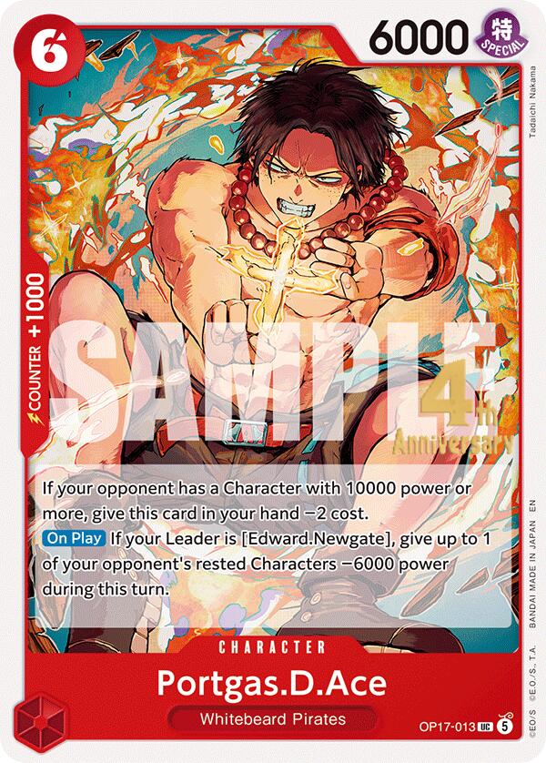 Portgas.D.Ace OP17-013 card from The World's Strongest Warriors Release Event Cards