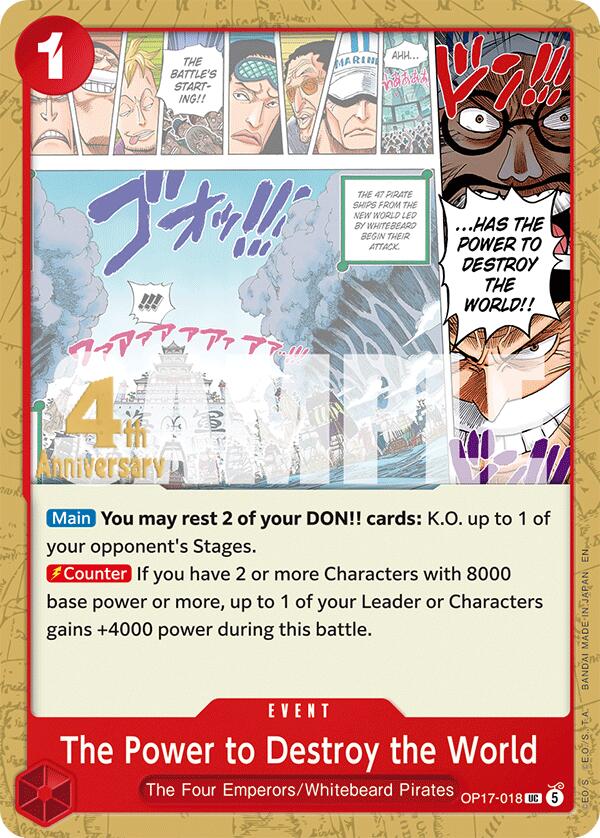The Power to Destroy the World OP17-018 card from The World's Strongest Warriors Release Event Cards