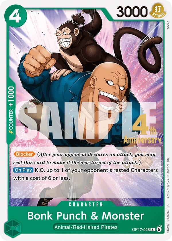 Bonk Punch & Monster OP17-028 card from The World's Strongest Warriors Release Event Cards