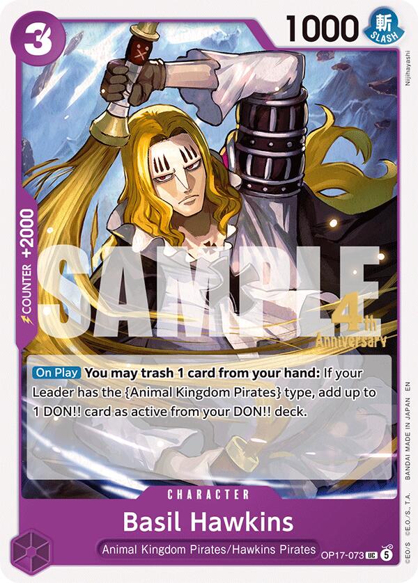 Basil Hawkins OP17-073 card from The World's Strongest Warriors Release Event Cards