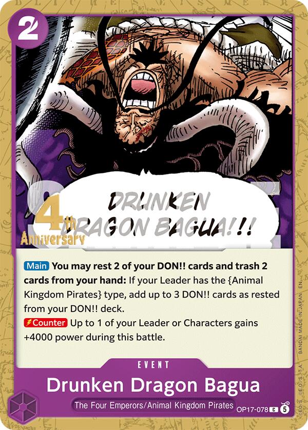 Drunken Dragon Bagua OP17-078 card from The World's Strongest Warriors Release Event Cards