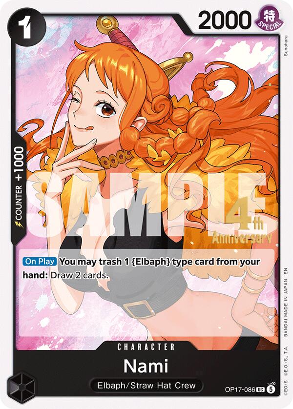 Nami OP17-086 card from The World's Strongest Warriors Release Event Cards
