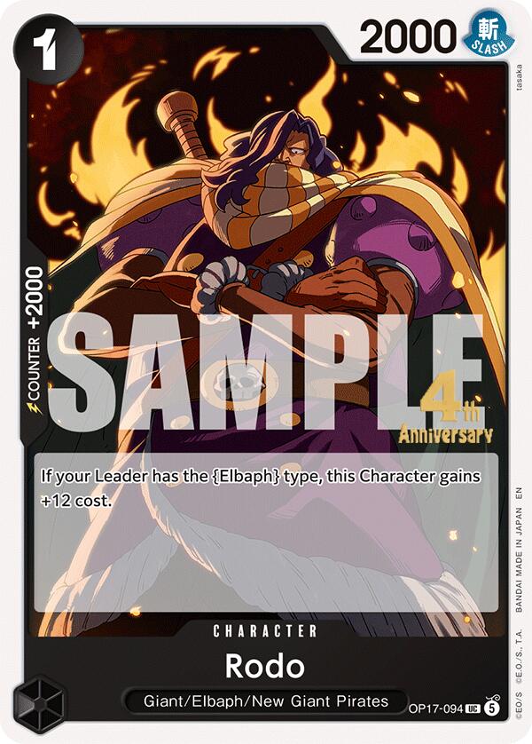 Rodo OP17-094 card from The World's Strongest Warriors Release Event Cards