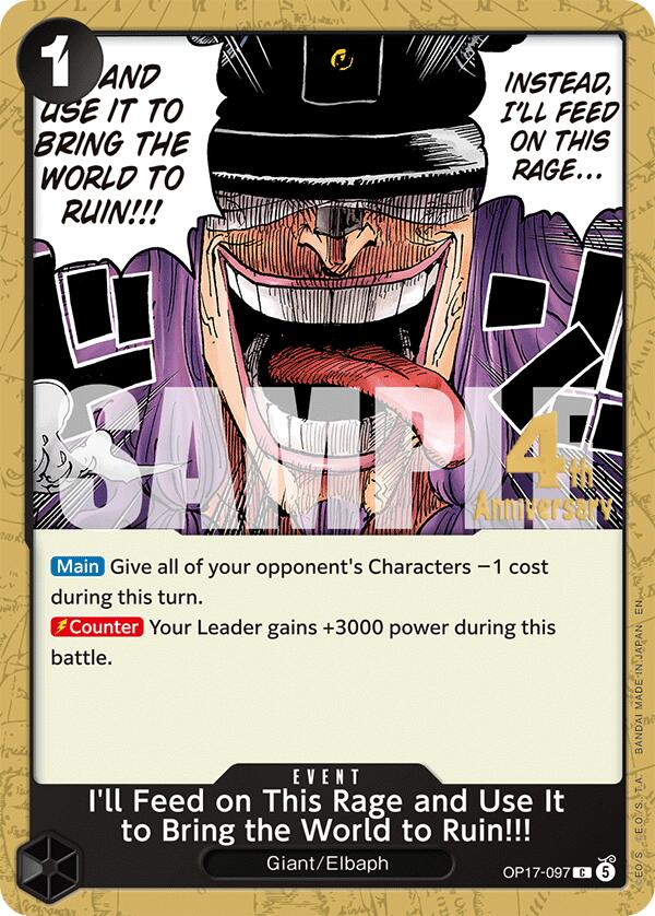 I'll Feed on This Rage and Use It to Bring the World to Ruin!!! OP17-097 card from The World's Strongest Warriors Release Event Cards