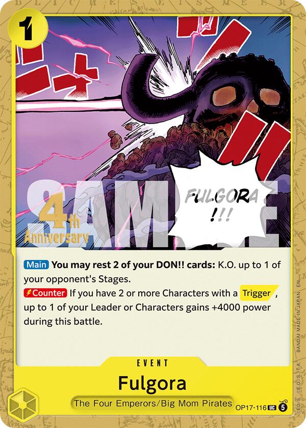 Fulgora OP17-116 card from The World's Strongest Warriors Release Event Cards