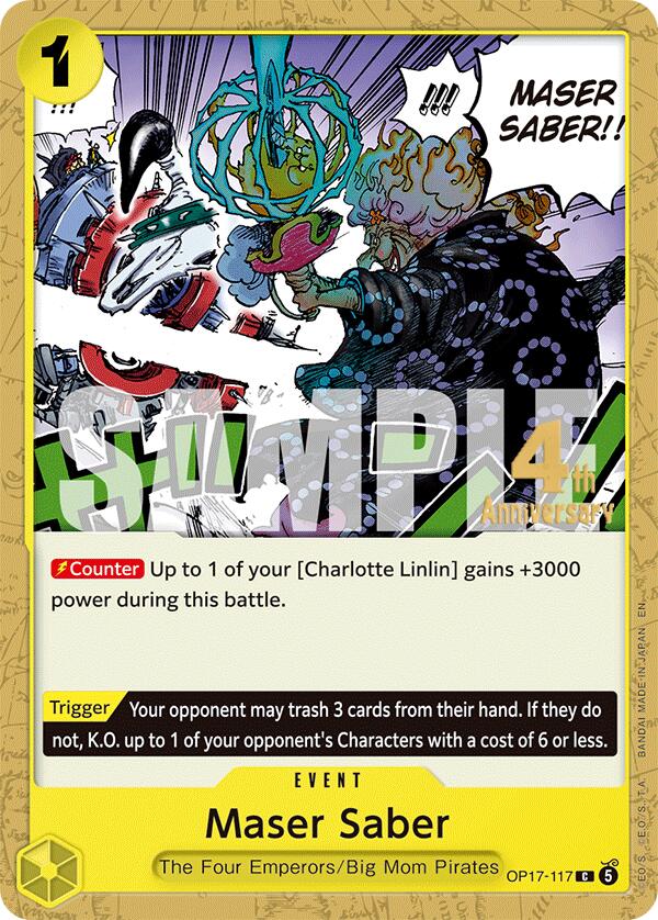 Maser Saber OP17-117 card from The World's Strongest Warriors Release Event Cards