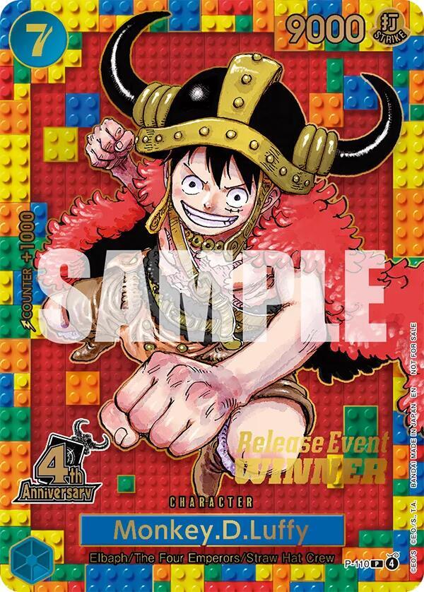 Monkey.D.Luffy (4th Anniversary) (Winner) P-110 card from One Piece Promotion Cards