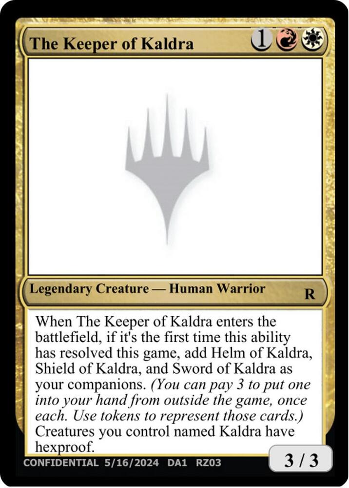 The Keeper of Kaldra card from Un-Known Event Playtest Cards