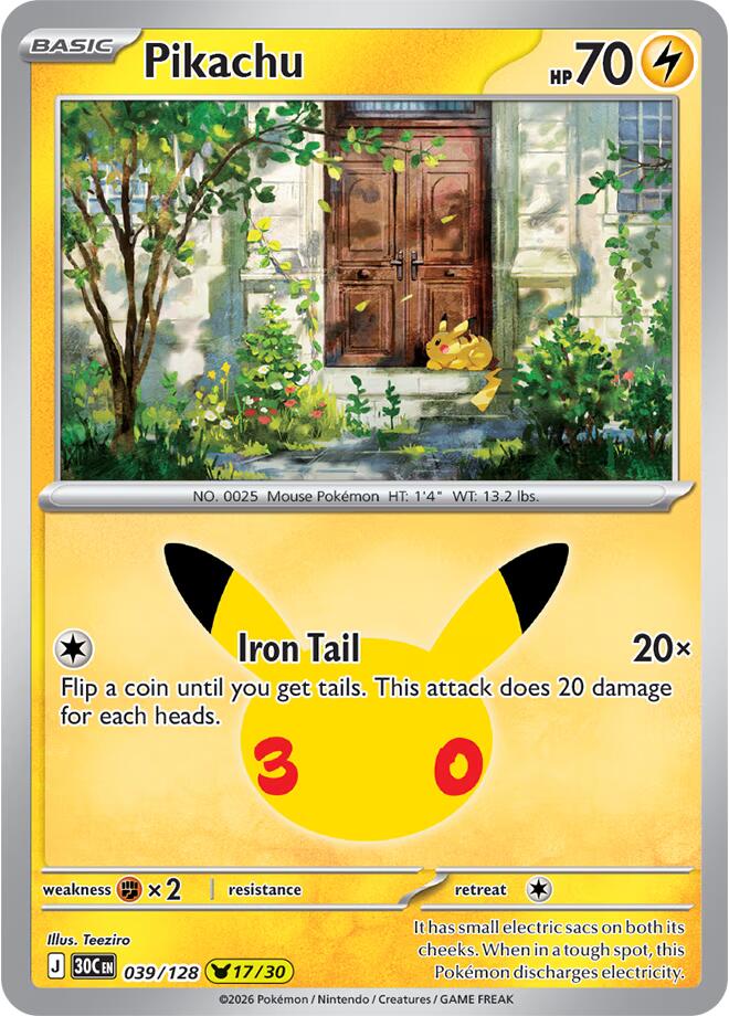 Pikachu 039/128 card from ME: 30th Celebration