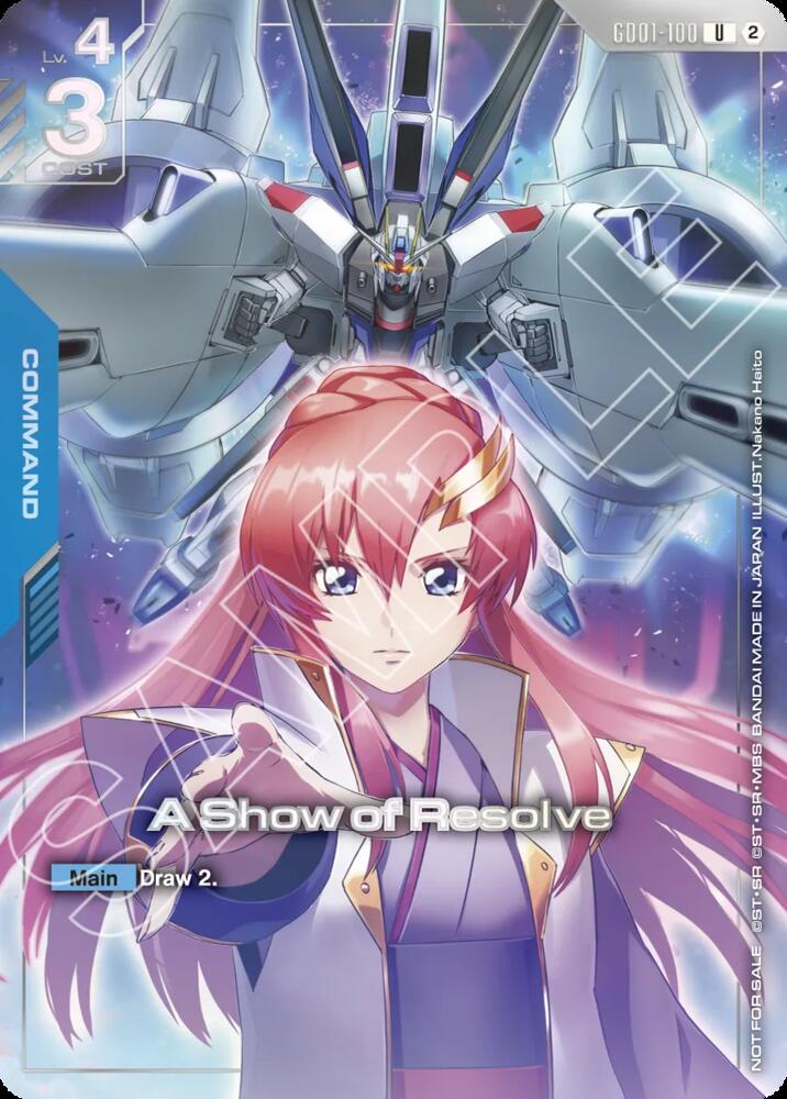 A Show of Resolve (1st Anniversary Event) GD01-100 card from Gundam Promotional Cards