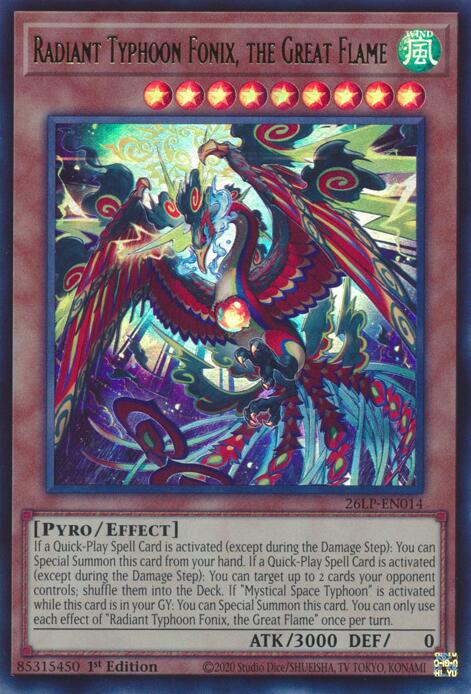 Radiant Typhoon Fonix, the Great Flame 26LP-EN014 card from Limited Pack World Championship 2026
