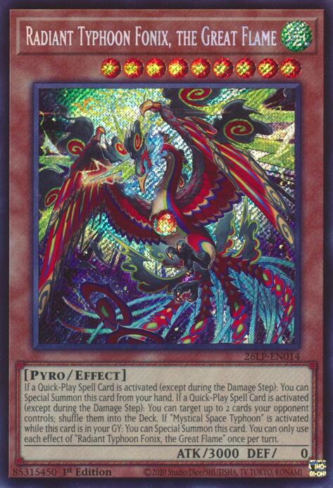 Radiant Typhoon Fonix, the Great Flame (Secret Rare) 26LP-EN014 card from Limited Pack World Championship 2026