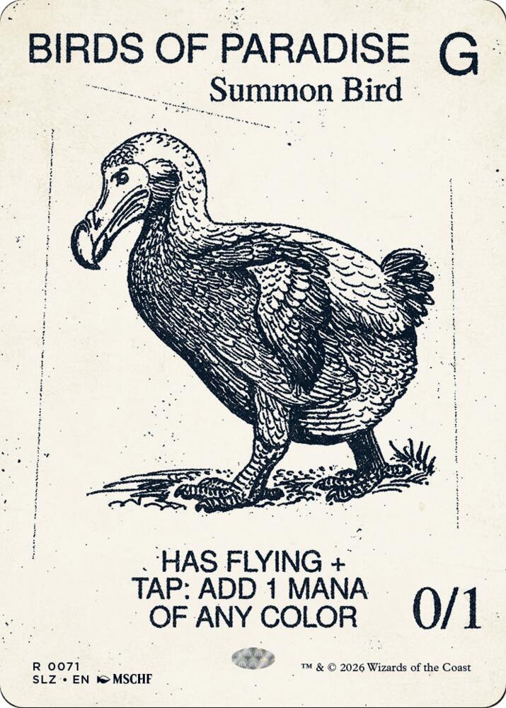 Birds of Paradise 71 card from Secret Lair x MSCHF: The Zeta Set