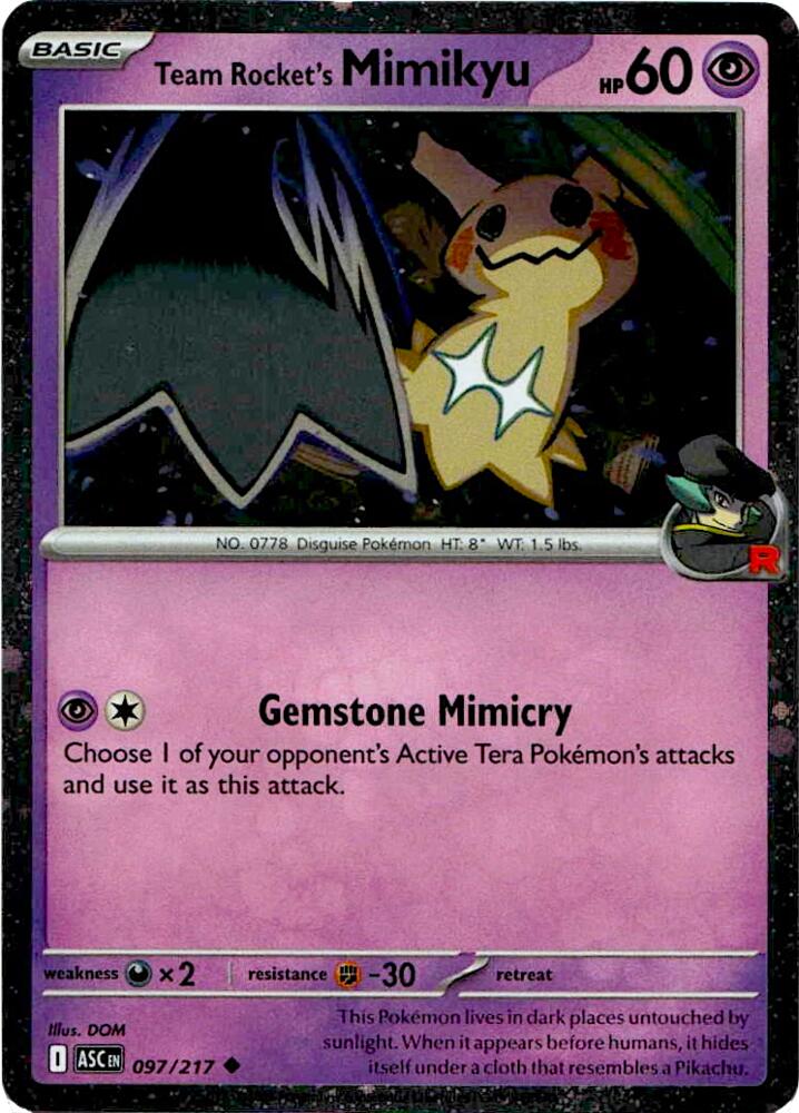 Team Rocket's Mimikyu (Cosmos Holo) 097/217 card from Blister Exclusives