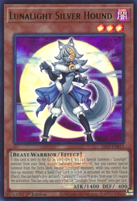 Lunalight Silver Hound (Emblazoned) 26LP-EN012 card from Limited Pack World Championship 2026