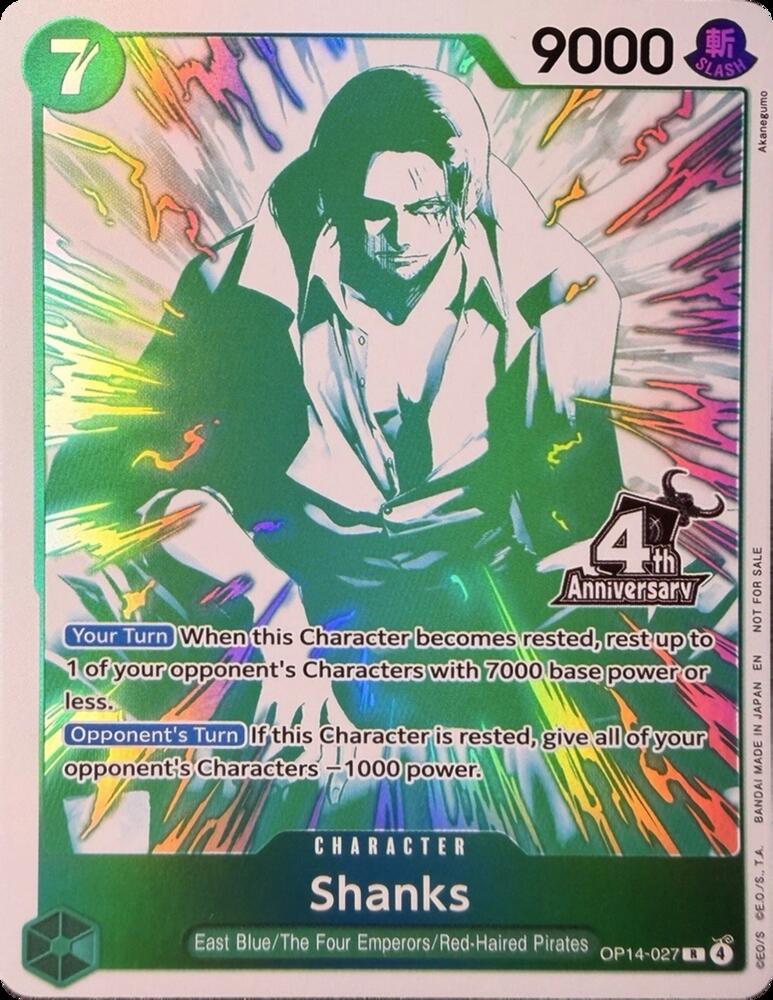Shanks (4th Anniversary Treasure Campaign Pack) OP14-027 card from One Piece Promotion Cards