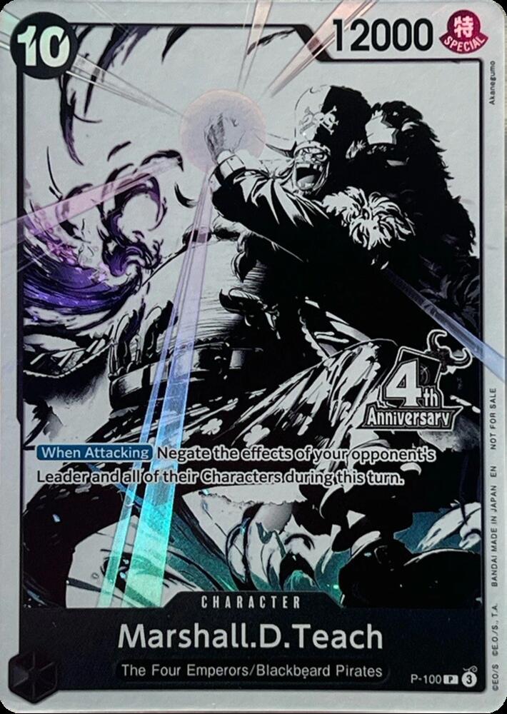 Marshall.D.Teach (4th Anniversary Treasure Campaign Pack) P-100 card from One Piece Promotion Cards