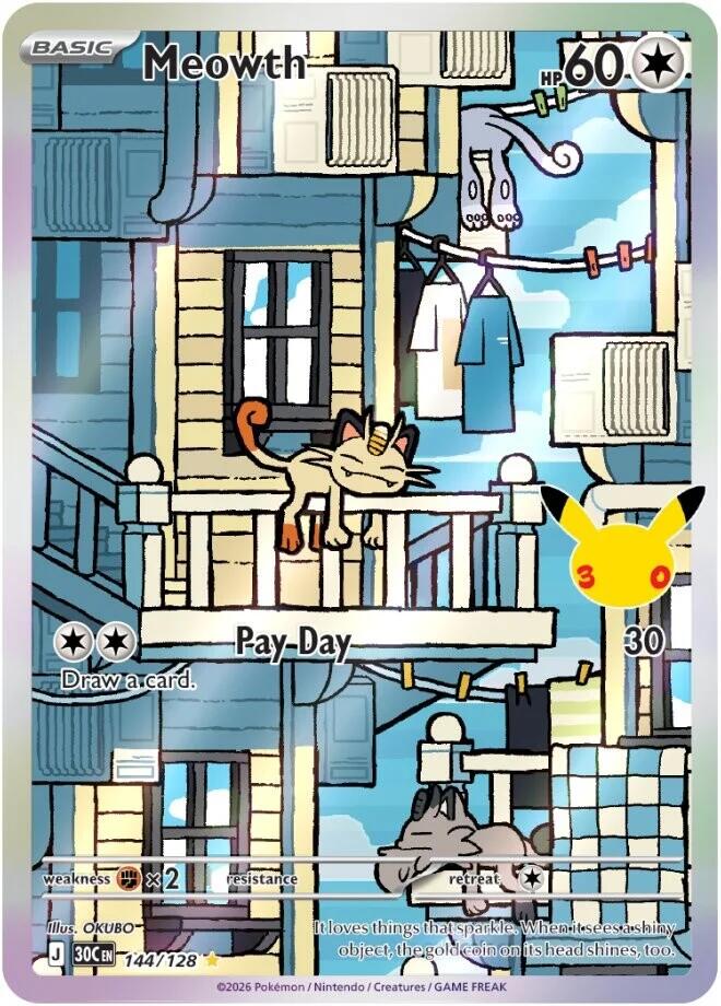Meowth 144/128 card from ME: 30th Celebration