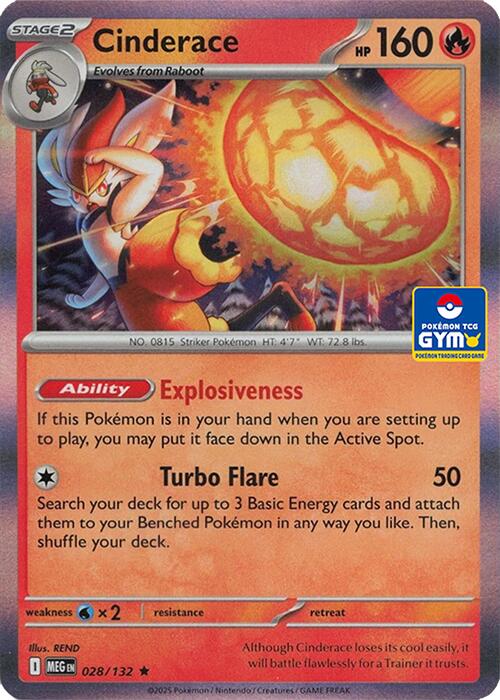 Cinderace (GYM) 028/132 card from Southeast Asia Exclusives