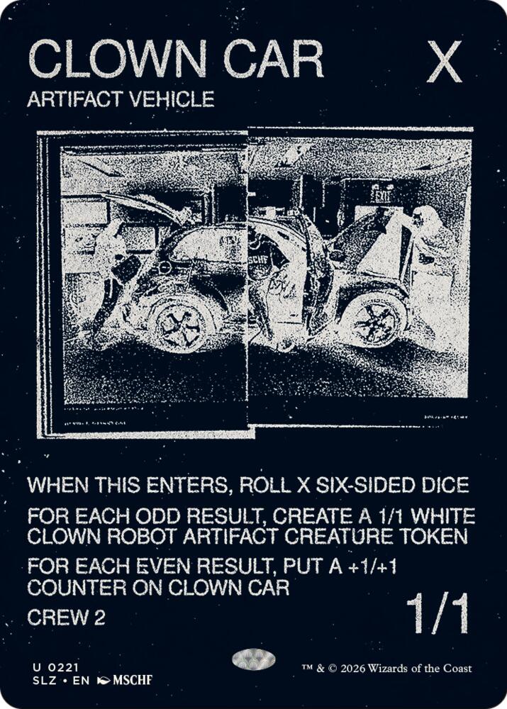 Clown Car 221 card from Secret Lair x MSCHF: The Zeta Set